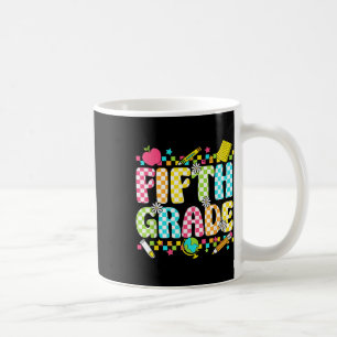 Fifth Grade Teacher Student Groovy Chequered Back  Coffee Mug