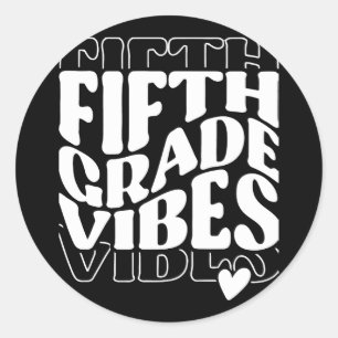 Fifth Grade Vibes Back To School Classic Round Sticker