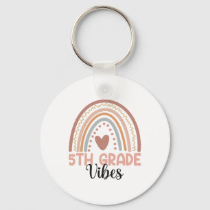 Fifth Grade Vibes Ck To School 5th Grade Rainbow T Keychain