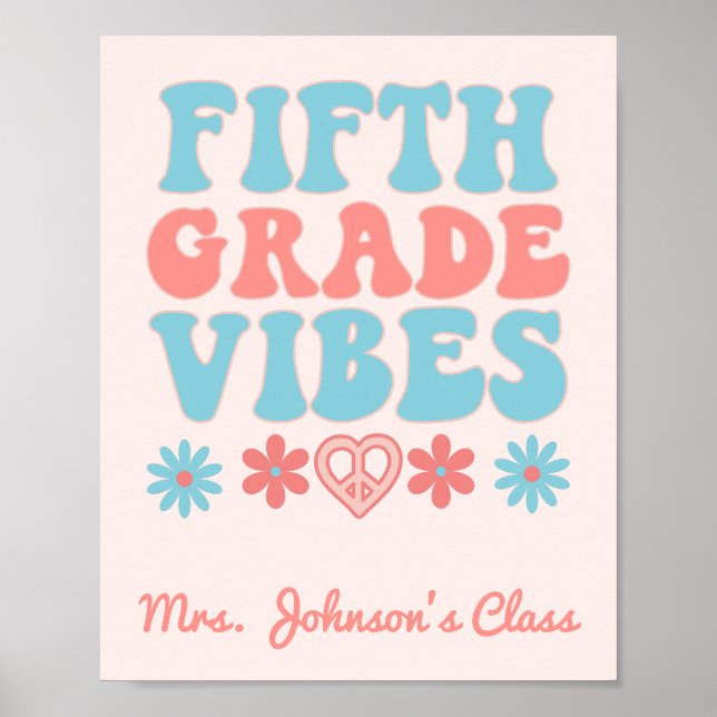 Fifth Grade Vibes - Retro Back To School Poster (Front)
