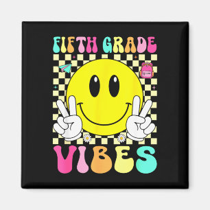 Fifth grade vibes retro smile face back to school magnet