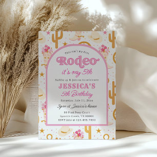 Fifth Rodeo Pink Cowgirl 5th Birthday Party Invitation