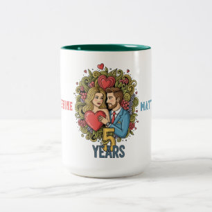 Fifth Year Anniversary Two-Tone Coffee Mug