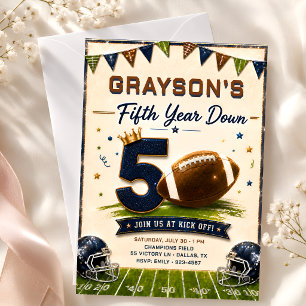Fifth Year Down Football Birthday Invitation