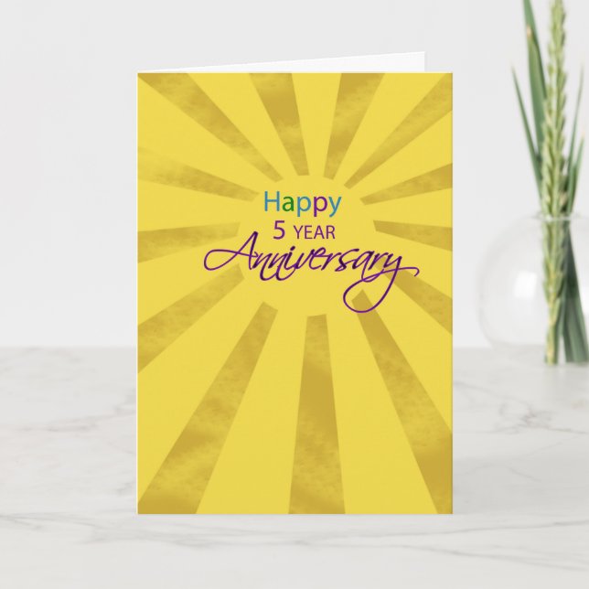 Fifth Year Employee Business Anniversary Sun Card (Front)