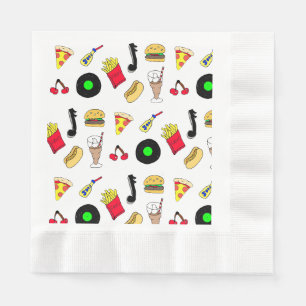 Fifties Diner Nostalgic Style Records, Food Napkin