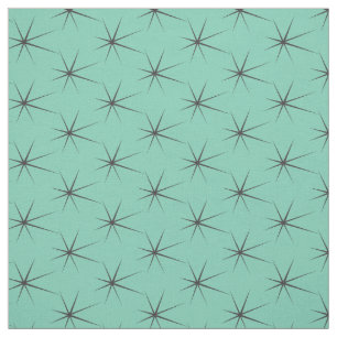 Fifties Grey Stars on Retro Turquoise Fabric