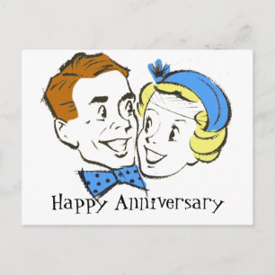 Fifties Happy Anniversary Postcard