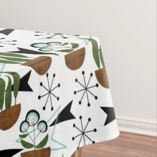 Fifties Houseplants Atomic Style on White Atomic Tablecloth
