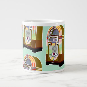 Fifties Jukeboxes Retro Mint Fun Art Pattern  Large Coffee Mug