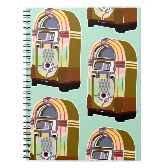 Fifties Jukeboxes Retro Minty Joy Art Pattern  Notebook (Front)