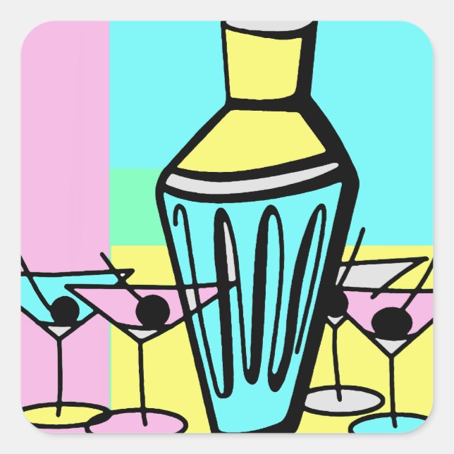 Fifties Martini Square Sticker (Front)