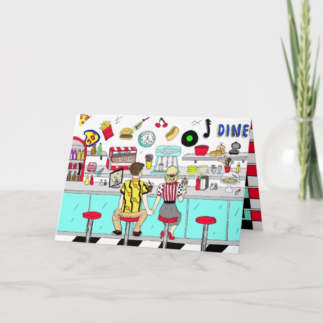 Fifties Retro Couple Happy Valentine's Day Card (Front)