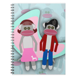 Fifties Sock Hop Sock Monkeys Notebook