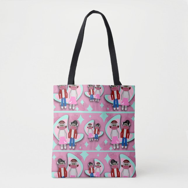 Fifties Sock Monkey Mania Tote Bag (Front)