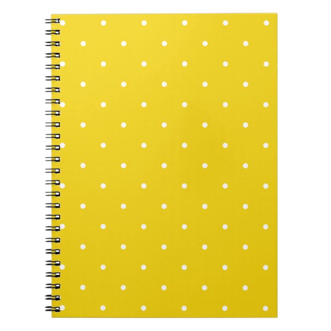 Fifties Style Lemon Yellow Polka Dot Notepad Notebook (Front)