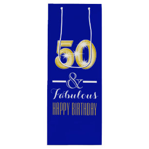 Fiftieth 50th birthday wine bottle gift bag