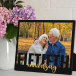 Fiftieth Anniversary Oversized Typography Photo Plaque<br><div class="desc">Modern photo plaque for your golden wedding anniversary. The design features modern oversized typography and brush script in black and gold. The photo template is set up for you to add one of your favourite photos,  which is displayed in landscape format.</div>
