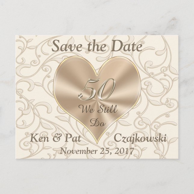 Fiftieth Anniversary Post Card Save the Dates (Front)
