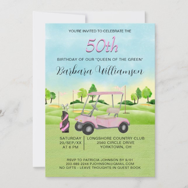Fiftieth Birthday Party Golf Theme Invitation (Front)