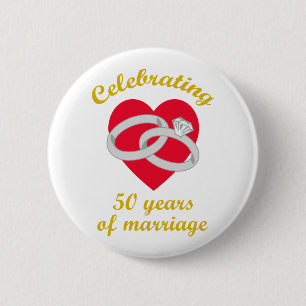 Fiftieth Wedding Anniversary 2 Inch Round Button
