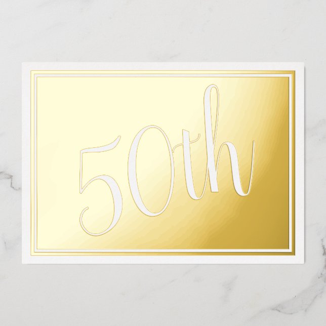Fiftieth Wedding Anniversary Gold Foil Invitation (Front)