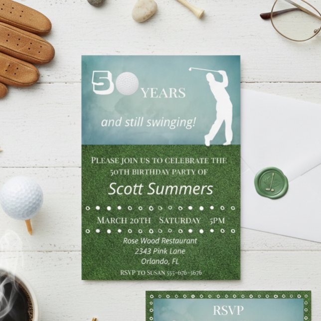 Fifty 50th Birthday Golf Golfer Customize Invitation (Creator Uploaded)