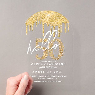 Fifty 50th Birthday Lux Gold Acrylic Invitation