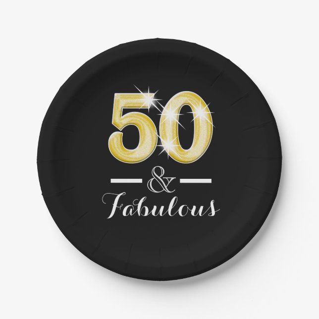 Fifty 50th birthday milestone party paper plate (Front)