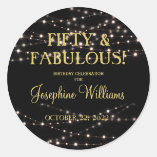 Fifty and Fab Birthday Party Classic Round Sticker