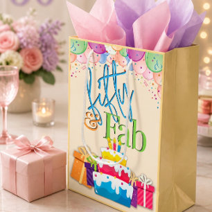 Fifty and Fab Colourful Birthday Medium Gift Bag