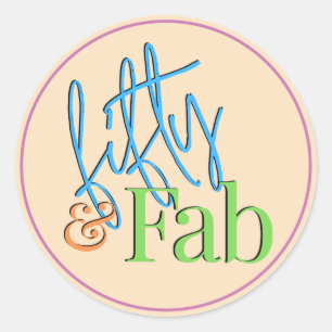 Fifty and Fab Colourful Birthday Sticker
