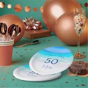 Fifty and Fabulous 50th Birthday Beach Suite Paper Plate