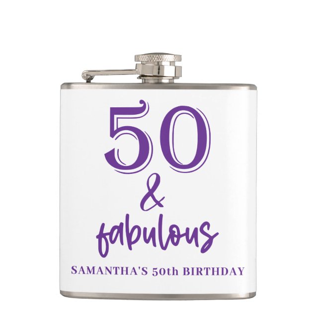 Fifty and fabulous 50th Birthday  Hip Flask (Front)