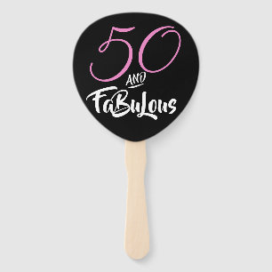 Fifty and Fabulous 50th Birthday Party Custom Pink Hand Fan