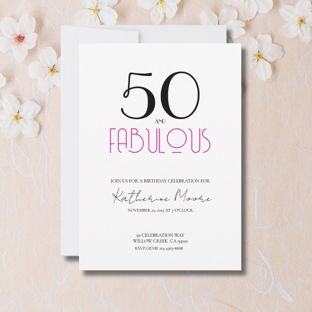 Fifty and Fabulous 50th Birthday Party  Invitation (Creator Uploaded)