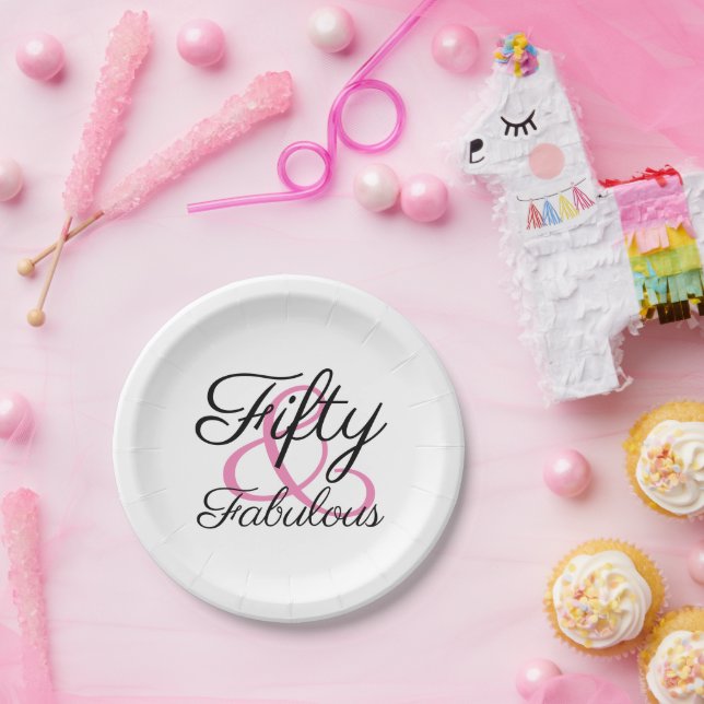 Fifty and Fabulous 50th Birthday Party Paper Plate (Party)