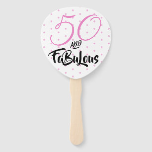 Fifty and Fabulous 50th Birthday Party Polka Dots Hand Fan