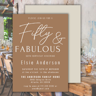 Fifty And Fabulous 50th Birthday Party Trendy Boho Invitation