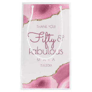 Fifty and Fabulous 50th Birthday Pink Gift Bag