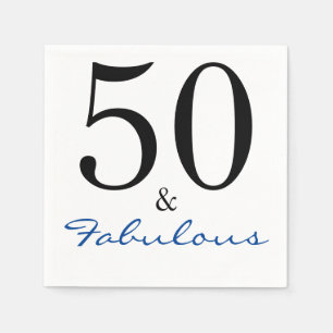 Fifty and Fabulous Birthday Blue Napkin