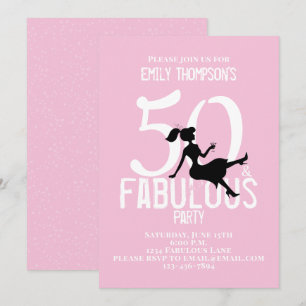 Fifty and Fabulous Birthday Modern Fun Cocktails Invitation