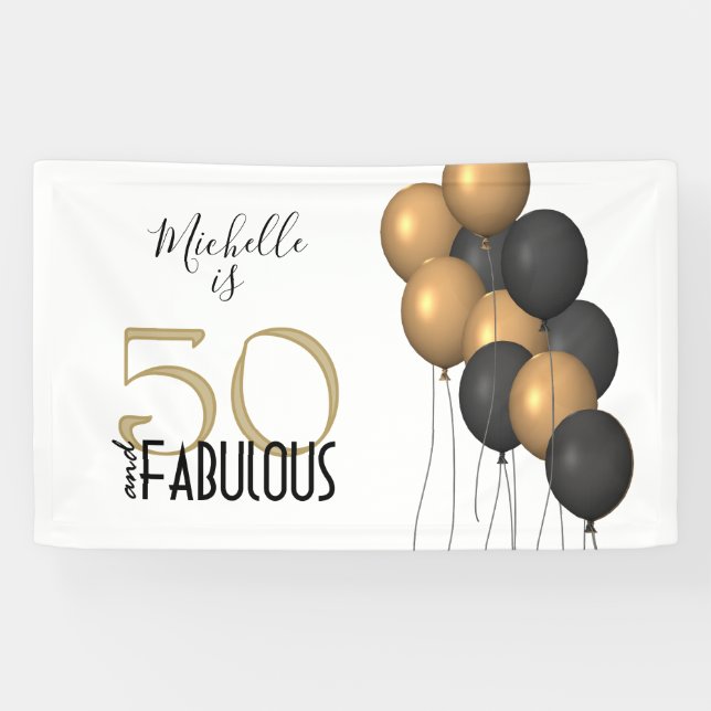 Fifty and Fabulous Birthday Party Banner (Horizontal)