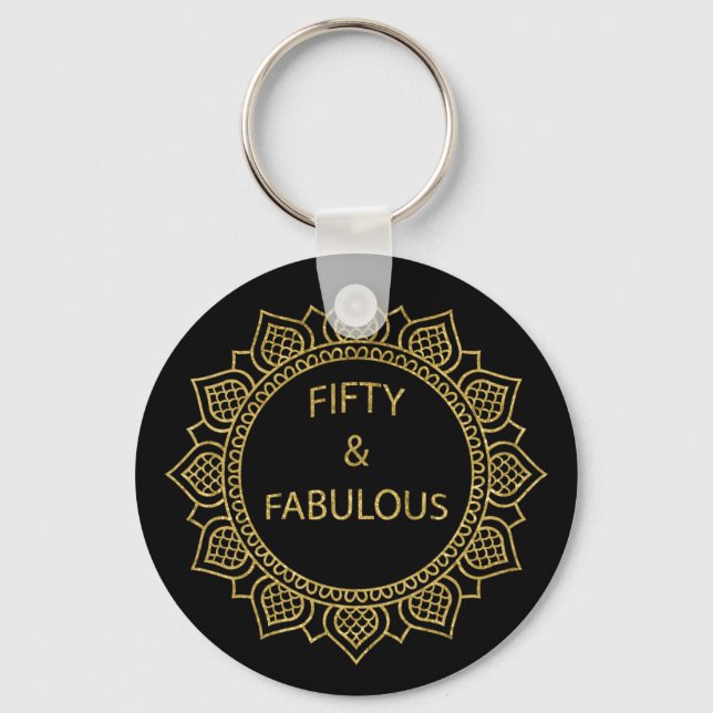 Fifty and Fabulous Birthday Party Keychain (Front)