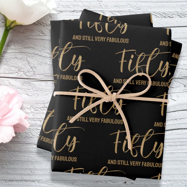 Fifty and Fabulous Birthday  Wrapping Paper Sheet (Creator Uploaded)