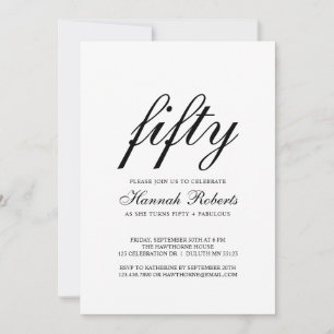 Fifty and Fabulous Black 50th Birthday Party  Invitation