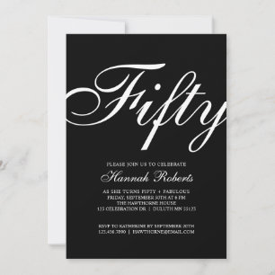 Fifty and Fabulous Black 50th Birthday Party  Invitation