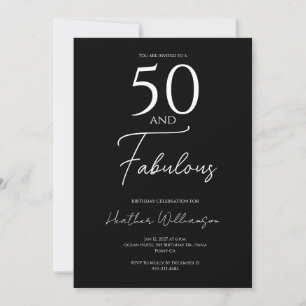 Fifty and Fabulous Black 50th Birthday Party  Invitation