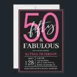 Fifty and Fabulous Black Script 50th Birthday Invitation<br><div class="desc">This 50 & Fabulous black and white and hot pink 50th birthday party invitation with script text is perfect for your loved one who's turning fifty!  It's fonts are trendy yet classic.</div>
