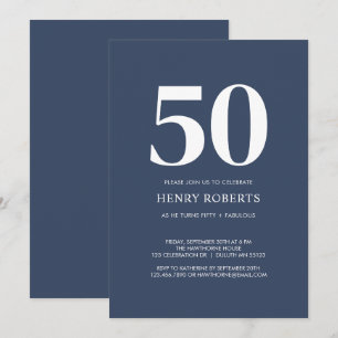 Fifty and Fabulous Blue 50th Birthday Party Invitation